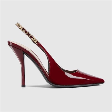 gucci angel leather platform pump|gucci signoria slingback pump.